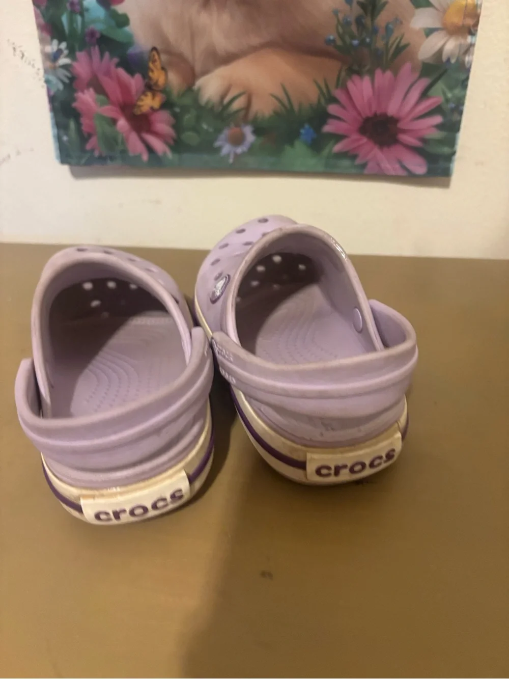 CROCS Kids Lavender Slip-On Clogs with Purple Trim - Picture 6 of 10